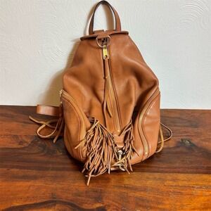 Rebecca Minkoff Julian Almond Brown Leather Backpack with Fringe